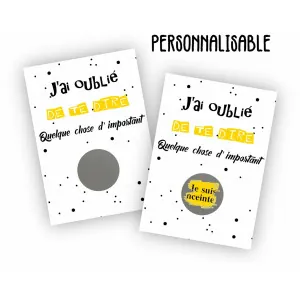 Carte à gratter personnalisable jaune – Texte de votre choix "J'ai oublié de te dire quelque chose" Tendance Cadeau - 1