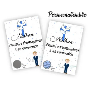 Faire-part de communion personnalisable avec case à gratter pour une invitation originale Tendance Cadeau - 1