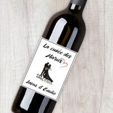 Étiquette bouteille de vin personnalisable - Cuvée des Mariés