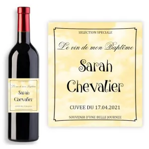 Étiquette bouteille de vin personnalisable pour baptême Tendance Cadeau - 1