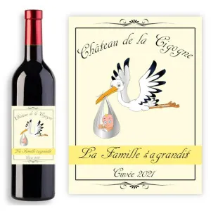 Étiquette personnalisée "La famille s'agrandit" pour bouteille de vin ou champagne Tendance Cadeau - 1