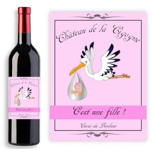 Étiquette personnalisée "C'est une fille" pour bouteille de vin ou champagne Tendance Cadeau - 1