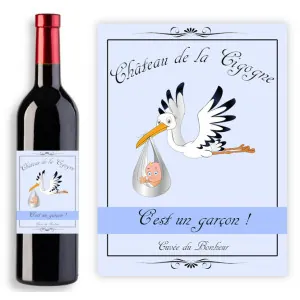 Étiquette personnalisée "C'est un garçon" pour bouteille de vin ou champagne Tendance Cadeau - 1