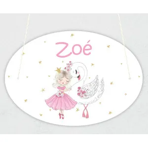 Plaque de porte personnalisable modèle danseuse et cygne Tendance Cadeau - 1