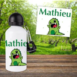 Gourde ou bouteille enfant personnalisée modèle dinosaure Tendance Cadeau - 1