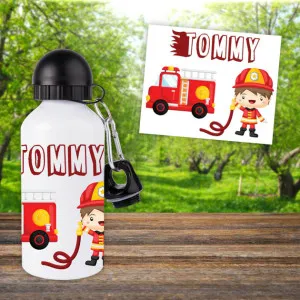 Gourde ou bouteille enfant personnalisée modèle pompier Tendance Cadeau - 1