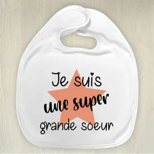 Bavoir personnalisé pour une super grande soeur Tendance Cadeau - 1