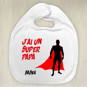 Bavoir personnalisable modèle super papa Tendance Cadeau - 1