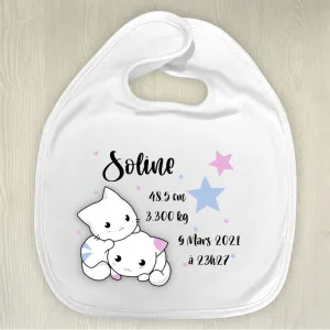 Bavoir personnalisable naissance modèle chats Tendance Cadeau - 1