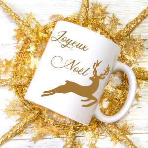 Mug Noël personnalisé renne or Tendance Cadeau - 1