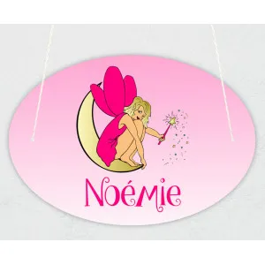 Plaque de porte personnalisable modèle fée Tendance Cadeau - 1