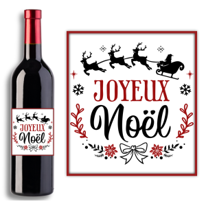 Étiquette bouteille Noël personnalisée traineau Tendance Cadeau - 1