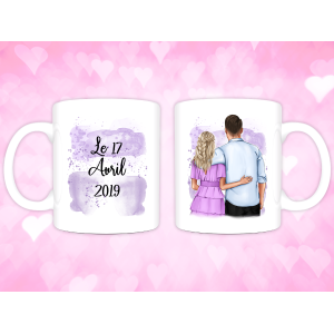 Mug recto-verso personnalisable pour les amoureux Tendance Cadeau - 1