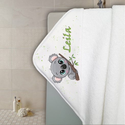 Cape de bain en éponge personnalisable modèle koala