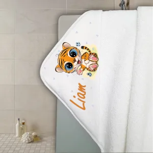 Cape de bain en éponge personnalisable modèle tigre Tendance Cadeau - 1