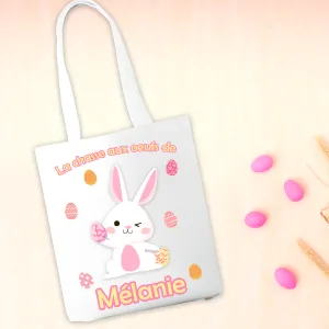 Tote bag personnalisable Pâques modèle lapin clin d'oeil Tendance Cadeau - 1