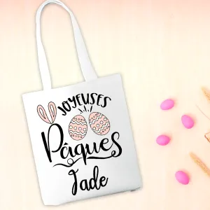 Tote bag personnalisable Joyeuses Pâques prénom Tendance Cadeau - 1