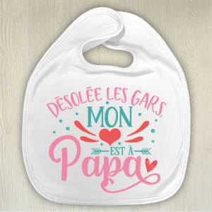 Bavoir personnalisé mon coeur est à papa Tendance Cadeau - 1