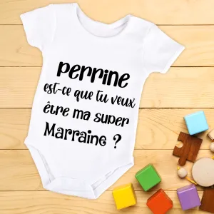 Body bébé ou tee-shirt personnalisable demande future marraine Tendance Cadeau - 1