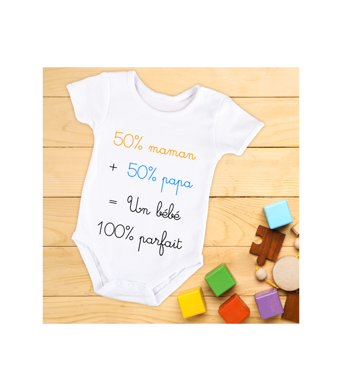 Body ou tee shirt personnalisé 50% maman 50% papa - Cadeau - Tendance Cadeau