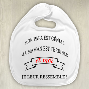 Bavoir bébé personnalisé Je leur ressemble Tendance Cadeau - 1