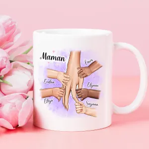 Mug maman personnalisable avec mains enfants Tendance Cadeau - 1
