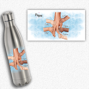 Bouteille isotherme papa personnalisable avec mains Tendance Cadeau - 1