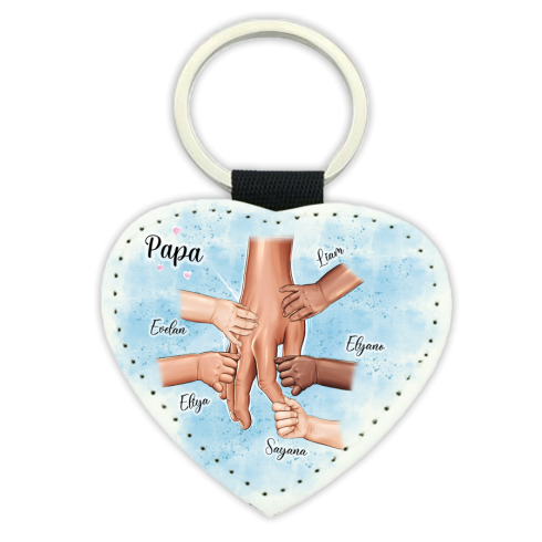 Porte-clé simili cuir mains papa - Clip art personnalisé - Tendance Cadeau