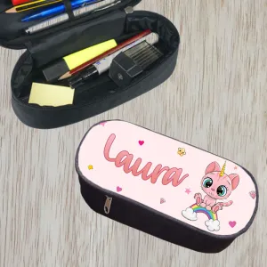 Trousse à crayons personnalisable modèle chaton rose Tendance Cadeau - 1