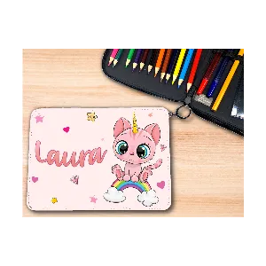 Trousse personnalisable remplie de crayons modèle chaton rose Tendance Cadeau - 1