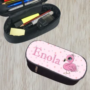 Trousse à crayons personnalisable modèle flamant rose Tendance Cadeau - 1