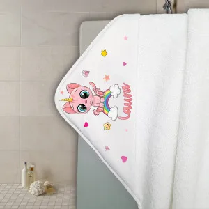 Cape de bain en éponge personnalisable modèle chaton rose Tendance Cadeau - 1