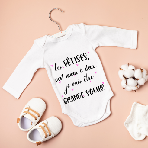 Body bébé ou tee-shirt annonce future grande soeur - Cadeau - Tendance  Cadeau
