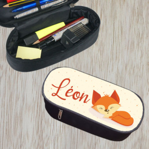Trousse Scolaire Personnalisable – Toile Polyester 20x11 Cm, Fermeture Zip, Cadeau Rentrée, Nom/phrase
