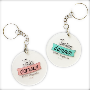 Porte-clé acrylique personnalisé tonton ou tata Tendance Cadeau - 1