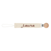 Attache-tétine bébé brodé prénom beige Tendance Cadeau - 1