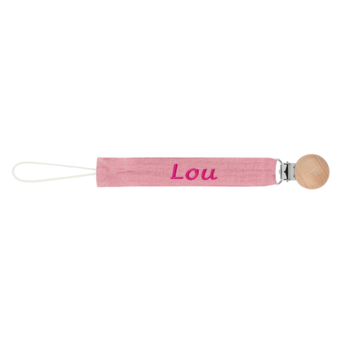 Attache-tétine bébé brodé prénom rose Tendance Cadeau - 1
