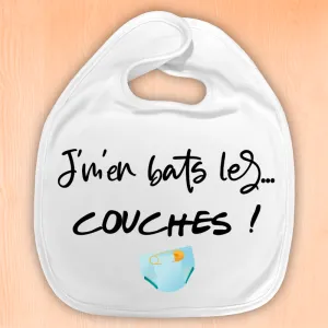 Bavoir personnalisé J'm'en bats les couches Tendance Cadeau - 1