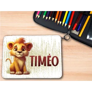 Trousse personnalisable remplie de crayons modèle lion Tendance Cadeau - 1