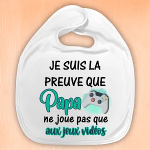 Spreadshirt Body Bébé Bio Manches Longues Preuve Papa Gaming - Cadeau Naissance Drôle