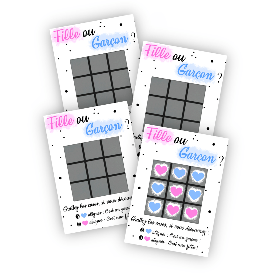 5 Cartes à Gratter Gender Reveal - Pour Annoncer Le Sexe Du Bébé Lors D'une Fête (rose = Fille, Bleu = Garçon)