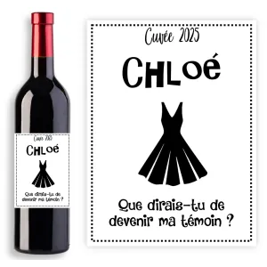 Étiquette personnalisable pour bouteille de vin ou champagne – Demande future témoin Tendance Cadeau - 1