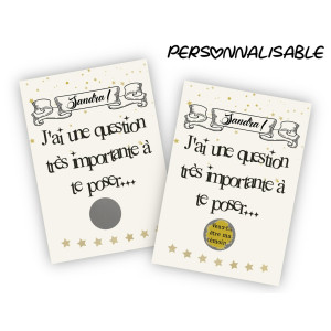 Carte à gratter personnalisable – "Veux-tu être ma témoin ?" Modèle or Tendance Cadeau - 1