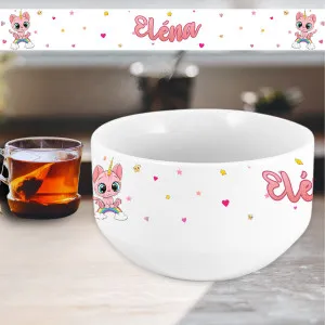 Bol personnalisable avec un prénom modèle chaton rose Tendance Cadeau - 1