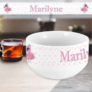 Bol personnalisable avec un prénom modèle flamant rose Tendance Cadeau - 1