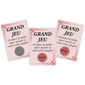 Lot de 50 cartes à gratter "Gagné" et "Perdu" – Rouges pour action commerciale originale Tendance Cadeau - 1