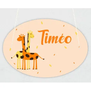 Plaque de porte personnalisable modèle girafes Tendance Cadeau - 1