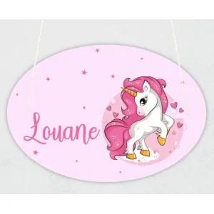 Plaque de porte personnalisable modèle licorne étoiles Tendance Cadeau - 1