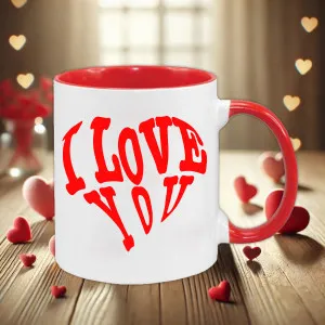 Mug rouge personnalisé I love you Tendance Cadeau - 1