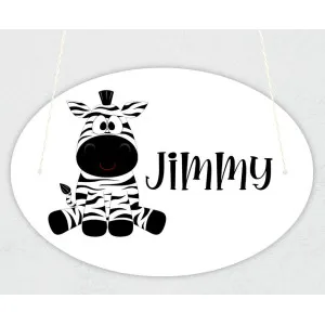 Plaque de porte personnalisable modèle zèbre Tendance Cadeau - 1
